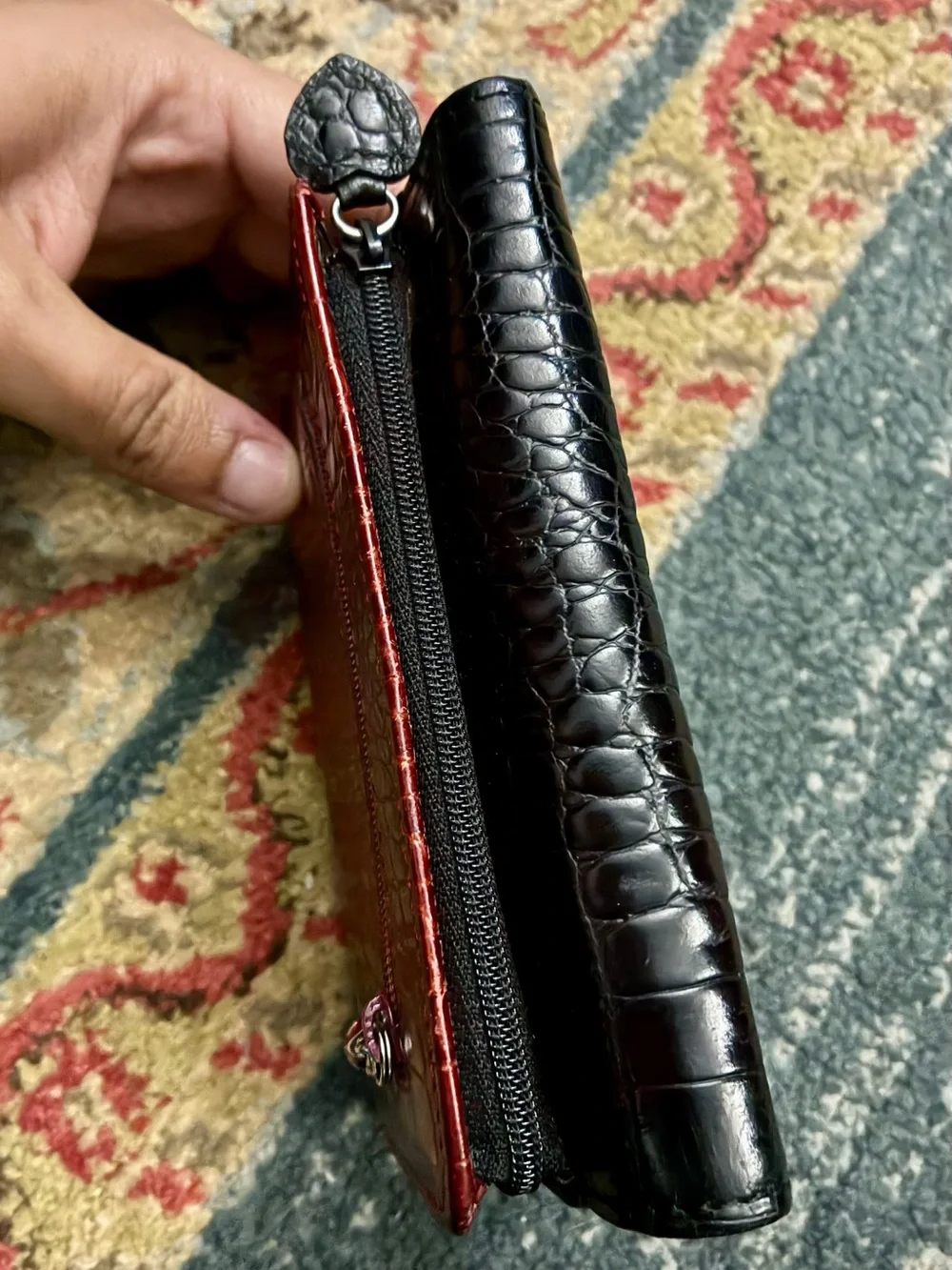Brighton Two-Tone Ladybug Wallet - Black & Burgundy